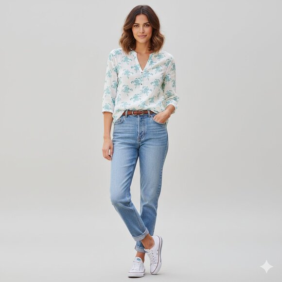 Scotch & Soda Women's Floral Blouse 3/4 length sleeve Button front Cream Size XS - Picture 11 of 11